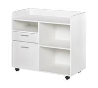 Vinsetto Support d'imprimante - Caisson d'organisation de Bureau Roulant - Dim. 80l x 40P x 72H cm en Bois Blanc