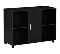 HOMCOM Support d'imprimante - Caisson d'organisation de Bureau Roulant - Dim. 100L x 40l x 71H cm en Bois Noir