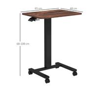 Vinsetto Table pour ordinateur portable réglable en hauteur, avec 4 roulettes, 2 freins, 65 cm x 48 cm x 108 cm, avec manivelle, f