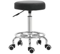 Vinsetto Tabouret à Roulettes de Massage Hauteur Réglable 50-64 cm Noir | Tabouret de Massage, Assise Rembourrée, Chaise de Travail à Roulettes Pivotant 360°, pour Tatouage