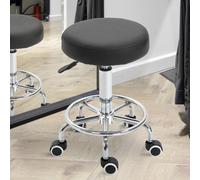 Vinsetto Tabouret à roulettes, tabouret de massage avec hauteur réglable 50-64 cm et assise rembourré, pivotant 360°, noir