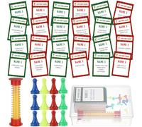 Vinsot Lot de 100 cartes de Noël 5 secondes avec sablier de 5 secondes, 12 dames et boîte de rangement, jeux de Noël, jeux de fête de Noël, soirée familiale avec famille