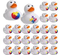 Vinsot Lot de 72 canards en caoutchouc de sensibilisation à l'autisme - 5,1 cm - Jouets de bain avec puzzle pour autisme - Accessoires blancs pour collecte de fonds - Cadeau pour décoration de fête en