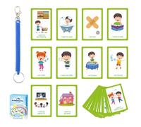 VINSPIRE Lot de 32 cartes de communication PECS avec sangle de prévention des pertes, aide visuelle pour enfants et adultes autistes pour aide visuelle ou queue