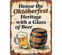 Vinstralivye Panneau d'avertissement en métal 30,5 x 40,6 cm avec inscription « Honor the Oktoberfest Heritage with a Glass of Beer »