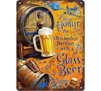 Vinstralivye Panneau d'avertissement en métal 30,5 x 40,6 cm avec inscription « Honor the Oktoberfest Heritage with a Glass of Beer »