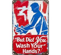 Vinstralivye Panneau en étain avec inscription « But did you wash your hands » - 20,3 x 30,5 cm - Décoration murale moderne - Cadeau minimaliste pour le salon
