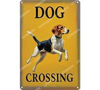 Vinstralivye Plaque en métal 20,3 x 30,5 cm avec inscription Dog Crossing Road Street Yard Garden Wall Man Cave Decor Tin Sign In Outdoor