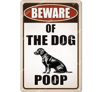 Vinstralivye Plaque en métal vintage 20,3 x 30,5 cm Beware of the Dog Poop Funny Garage Man Cave Decor