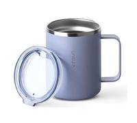 VINSUN Gobelet Isotherme avec Poignée 350ml - Tasse à Café à Emporter, Acier Inoxydable, Couvercle Transparent, Incassable - Mug Isotherme pour Bureau, Camping, Voyage