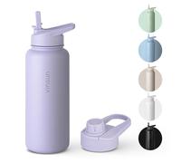 VINSUN Gourde Isotherme 1l - Gourde Inox avec Paille et Ouverture pour Boire - Étanche, sans BPA, Reutilisable - Bouteille d'eau Isotherme pour Sport, Randonnée, École, Bureau