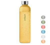 VINSUN Gourde Sport 1L Jaune - Reutilisable, Plastique sans BPA, Étanche - Bouteille d'eau légère pour Velo, Randonnee, Voyage, Fitness, Camping, Travail, École