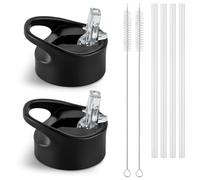 VINSUN Kit Bouchon de Gourde ø57mm - Pailles Adaptées à 500ml, 650ml, 750ml, 1000ml - Couvercle Anti-fuite pour Bouteille avec Brosse de Nettoyage