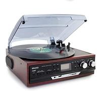 Vinta Tourne-disque rétro 4 en 1 - Radio AM/FM, lecteur cassette et CD, double haut-parleurs stéréo pour les amateurs de musique vintage et décoration d'intérieur