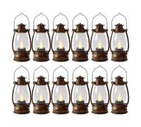 Vintag Lot de 12 mini lanternes à suspendre pour intérieur avec bougies scintillantes pour décoration d'intérieur Cuivre