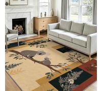 Vintage 140x200 cm Imprimé Tapis de Chambre, Bloc de Couleur Animal Koala Branches Lavable Tapis de Salon Antidérapant - Crème Doux Moquette pour Salle de Séjour Chambre d'enfant Salle de Jeu