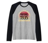 Vintage 1935 Édition limitée drôle 90 Ans 90e Anniversaire Manche Raglan