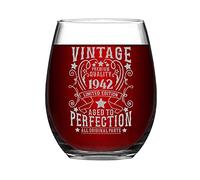 Vintage 1942 Anniversaire Limited Edition Aged to Prefection Anniversaire Premium Cadeau d'anniversaire pour Homme Verre à vin drôle sans pied gravé au laser Idée unique pour lui, elle, 445,2 g