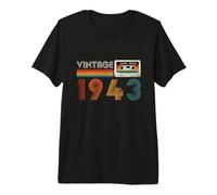 Vintage 1943 Bande Cassette rétro Anniversaire 83 T-Shirt Haut de Gamme