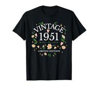 Vintage 1951 Fleur Florale 75 Ans 75e Anniversaire Femme T-Shirt