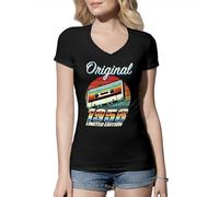 Vintage 1956 Cassette Tape Birthday T-Shirt - Original Limited Edition Retro 80s Graphic Tee - 70th Birthday Gift for Men and Women T-Shirt Femme Col en V Noir Size S