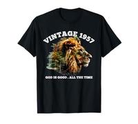 Vintage 1957 Dieu est Bon Lion Faith Christian 69e Anniversaire T-Shirt