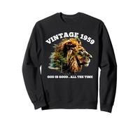 Vintage 1959 Dieu est Bon Lion Faith Christian 67e Anniversaire Sweatshirt