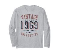 Vintage 1969 Fine Like Vinyl Only Better Retro Birthday Manche Longue