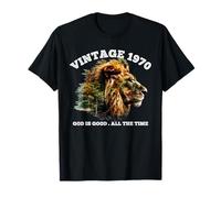 Vintage 1970 Dieu est Bon Lion Faith Christian 56e Anniversaire T-Shirt