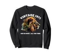 Vintage 1971 Dieu est Bon Lion Faith Christian 55e Anniversaire Sweatshirt