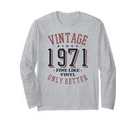 Vintage 1971 Fine Like Vinyl Only Better Retro Birthday Manche Longue