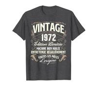 Vintage 1972 édition limitée - Anniversaire T-Shirt, Homme, Chiné Foncé, M