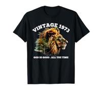 Vintage 1973 Dieu est Bon Lion Faith Christian 53e Anniversaire T-Shirt