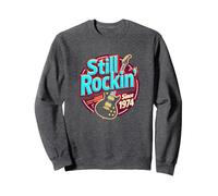 Vintage 1974 Still Rockin' Since Cadeau pour Femme Amateur de Musique Sweatshirt, Unisexe pour Adultes, Chiné Foncé, M