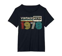 Vintage 1978 Classic Birthday 1978 Cassette Tape Vintage T-Shirt, Femme Grandes Tailles, Noir, 6X