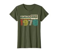 Vintage 1978 Classic Birthday 1978 Cassette Tape Vintage T-Shirt, Femme, Olive, XL