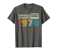 Vintage 1978 Classic Birthday 1978 Cassette Tape Vintage T-Shirt, Homme, Asphalte, 4XL