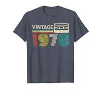 Vintage 1978 Classic Birthday 1978 Cassette Tape Vintage T-Shirt, Homme, Bleu Chiné, 3XL