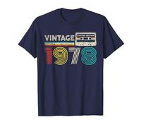 Vintage 1978 Classic Birthday 1978 Cassette Tape Vintage T-Shirt, Homme, Bleu Marine, L