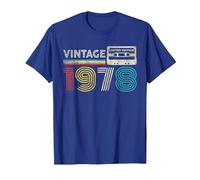 Vintage 1978 Classic Birthday 1978 Cassette Tape Vintage T-Shirt, Homme, Bleu Royal, M