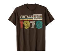 Vintage 1978 Classic Birthday 1978 Cassette Tape Vintage T-Shirt, Homme, Marron, L