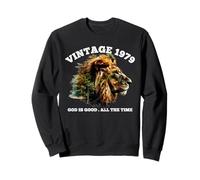 Vintage 1979 Dieu est Bon Lion Faith Christian 47e Anniversaire Sweatshirt