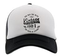 Vintage 1981 The Man The Myth Aged Legendary Casquette de Baseball Chapeau Unisexe Hommes Femmes Avant en Mousse Dos en Maille Noir Cap Unisex