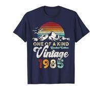 Vintage 1985 Anniversaire 41 Ans Montagnes Retro T-Shirt, Homme, Bleu Marine, XL
