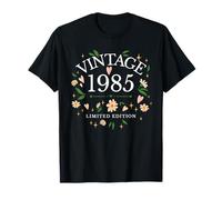 Vintage 1985 Fleur Florale 41 Ans 41e Anniversaire Femme T-Shirt