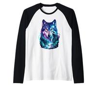 Vintage 2 Midnight Wolf pour Les Amateurs de Loups Moon Howling Funny Manche Raglan