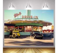 Vintage 50's American Diner Mel's Driver dans Universal 1950s Photographie Toile de Fond Rétro 50s Restaurant Thème Fête Décor Bannière 150cmx100cm