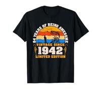 Vintage 84e Anniversaire 84-Year-Old Fishing Lovers Born 1942 T-Shirt