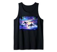 Vintage 90s Inspired Airbrush Orca Sunset Rainbow Frutiger Débardeur