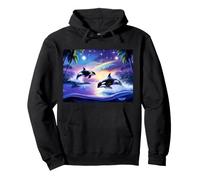 Vintage 90s Inspired Airbrush Orca Sunset Rainbow Frutiger Sweat à Capuche